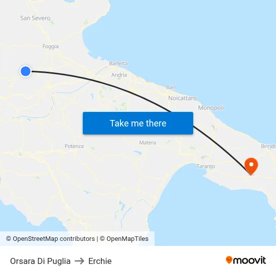 Orsara di Puglia to Erchie map