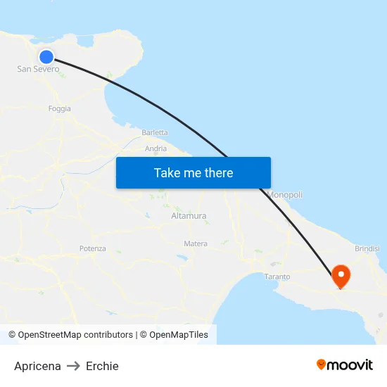 Apricena to Erchie map