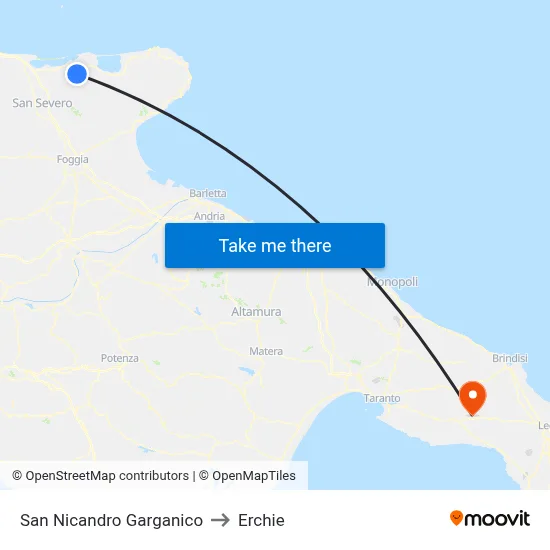 San Nicandro Garganico to Erchie map