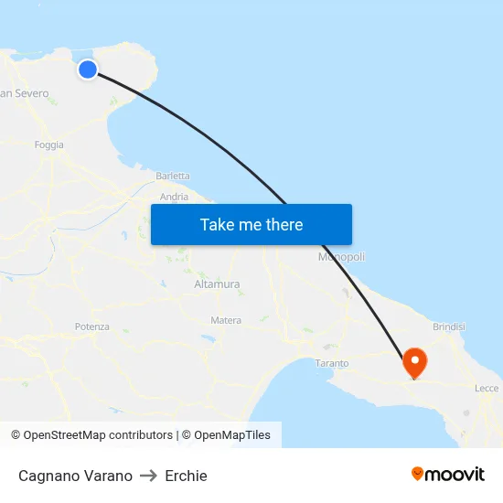 Cagnano Varano to Erchie map