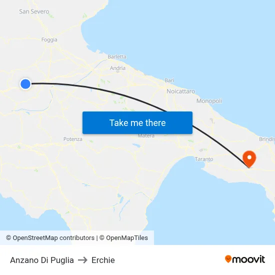 Anzano di Puglia to Erchie map