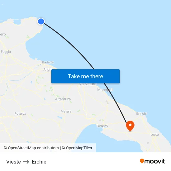 Vieste to Erchie map