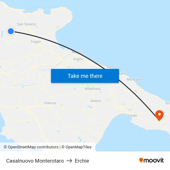 Casalnuovo Monterotaro to Erchie map
