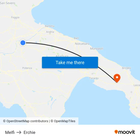 Melfi to Erchie map