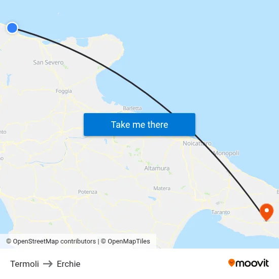 Termoli to Erchie map