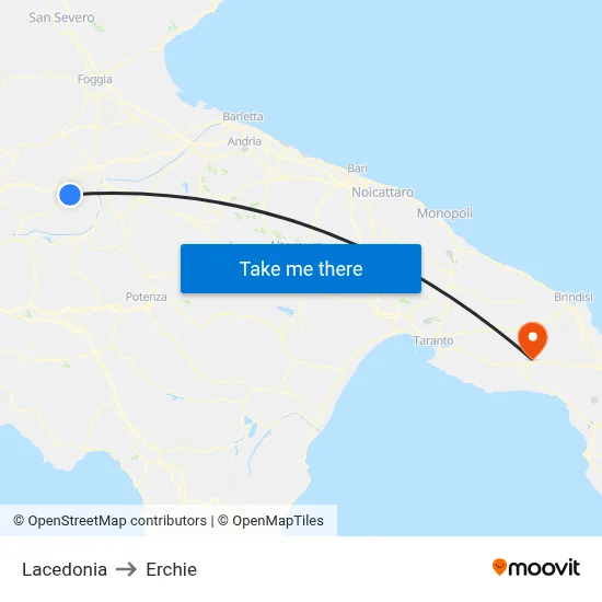 Lacedonia to Erchie map