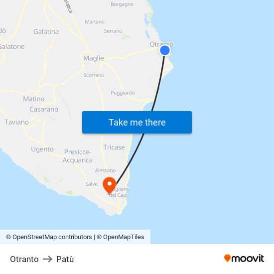 Otranto to Patù map