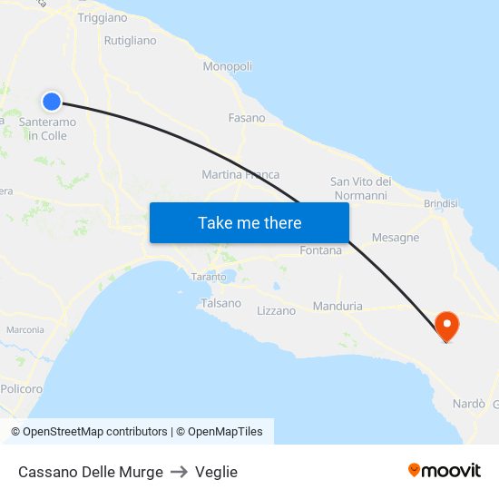 Cassano Delle Murge to Veglie map