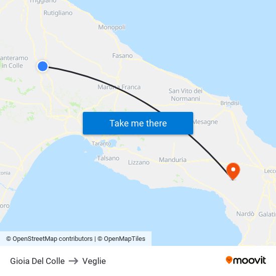 Gioia Del Colle to Veglie map