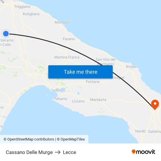 Cassano Delle Murge to Lecce map