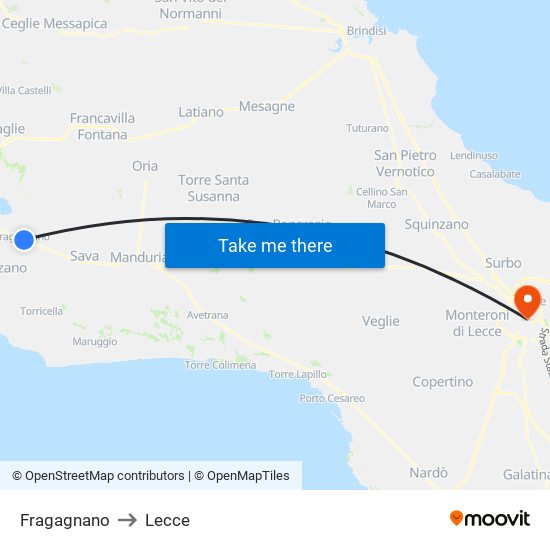 Fragagnano to Lecce map