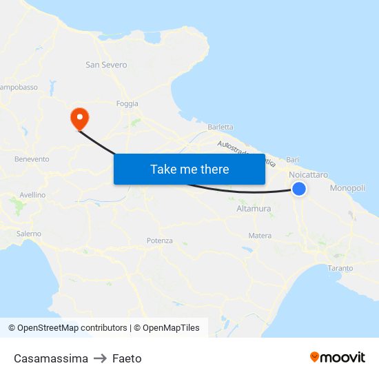 Casamassima to Faeto map