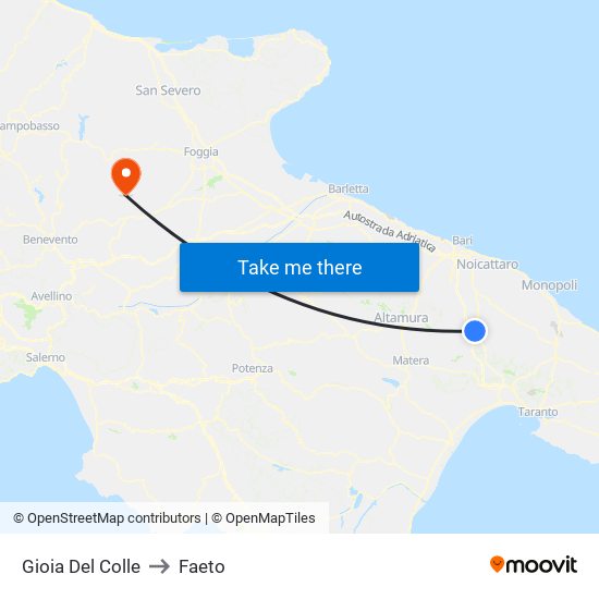 Gioia Del Colle to Faeto map