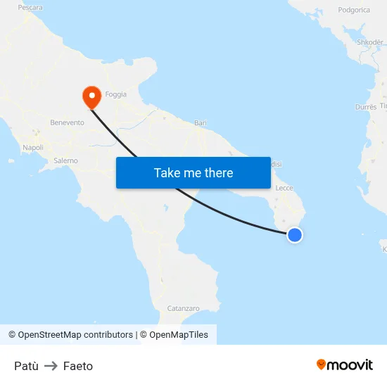 Patù to Faeto map