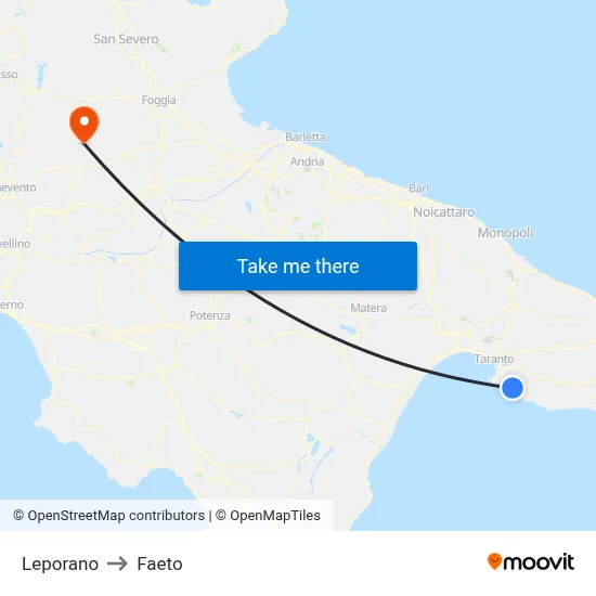Leporano to Faeto map