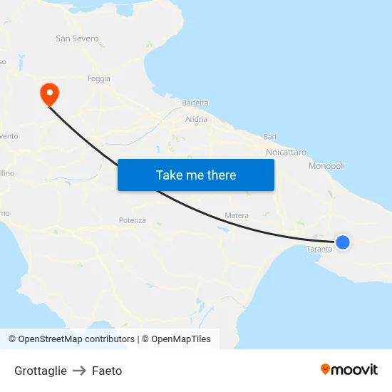 Grottaglie to Faeto map