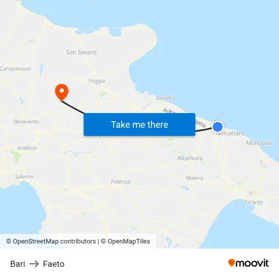 Bari to Faeto map