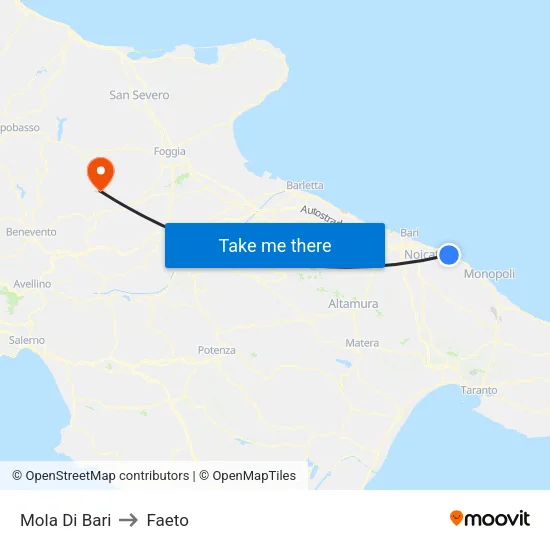 Mola Di Bari to Faeto map