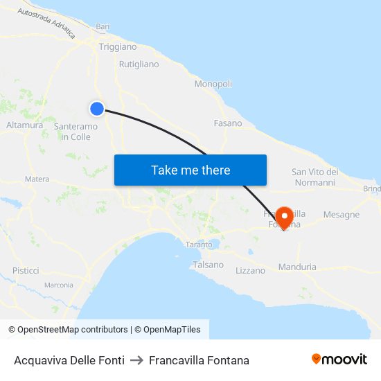 Acquaviva Delle Fonti to Francavilla Fontana map