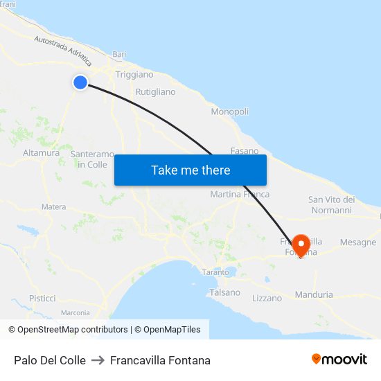 Palo Del Colle to Francavilla Fontana map