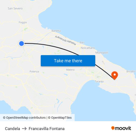 Candela to Francavilla Fontana map