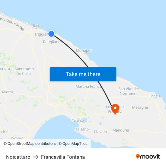 Noicattaro to Francavilla Fontana map