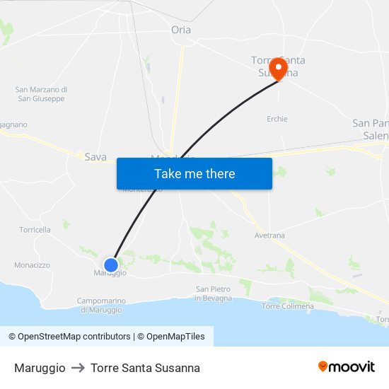 Maruggio to Torre Santa Susanna map