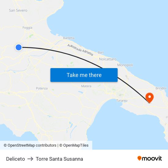 Deliceto to Torre Santa Susanna map