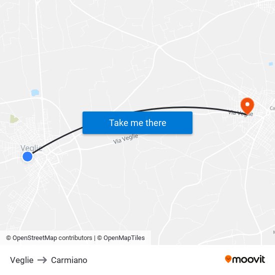 Veglie to Carmiano map