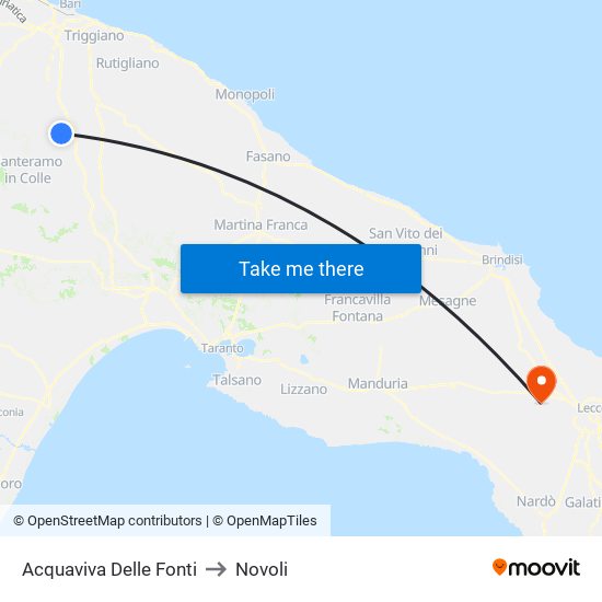 Acquaviva Delle Fonti to Novoli map