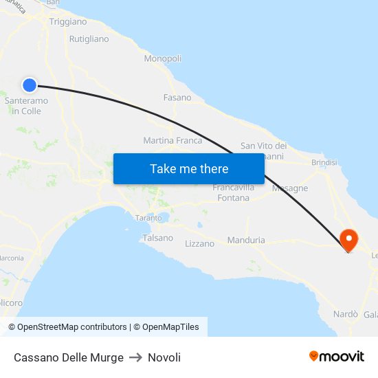 Cassano Delle Murge to Novoli map