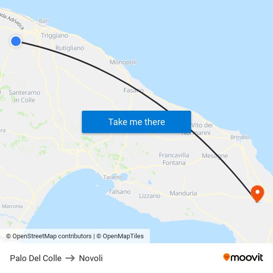 Palo Del Colle to Novoli map