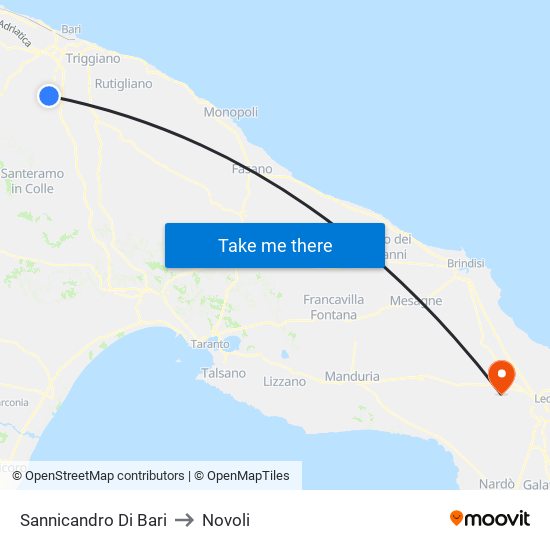 Sannicandro Di Bari to Novoli map