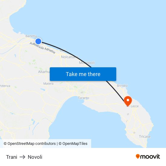 Trani to Novoli map