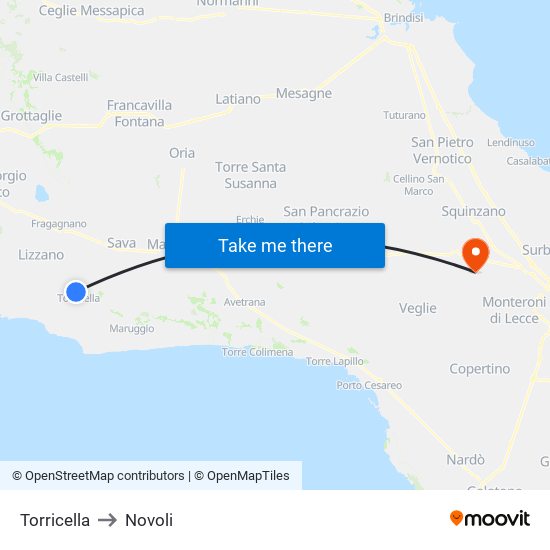 Torricella to Novoli map