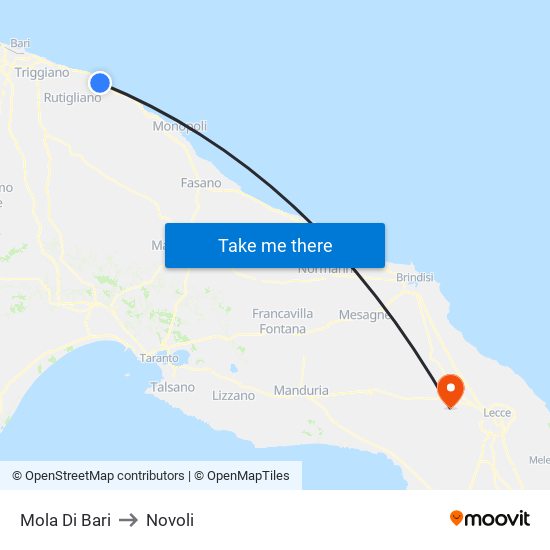 Mola Di Bari to Novoli map