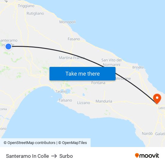 Santeramo In Colle to Surbo map
