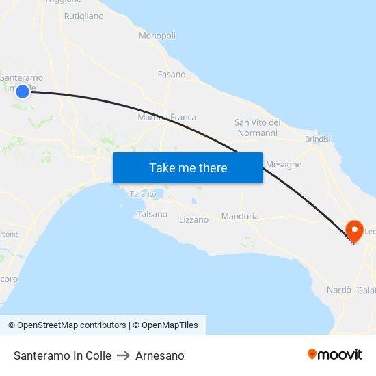 Santeramo In Colle to Arnesano map