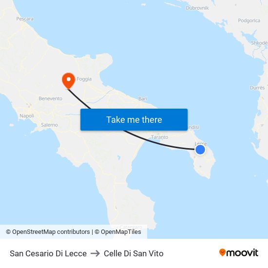 San Cesario Di Lecce to Celle Di San Vito map