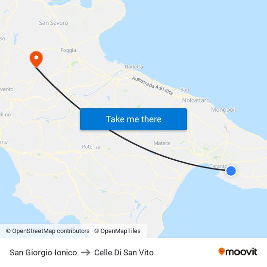 San Giorgio Ionico to Celle Di San Vito map