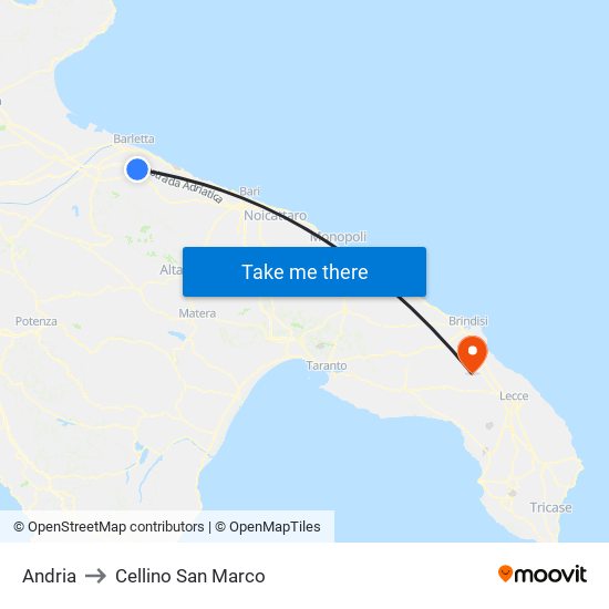 Andria to Cellino San Marco map