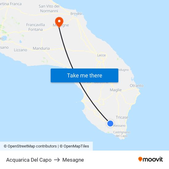 Acquarica Del Capo to Mesagne map