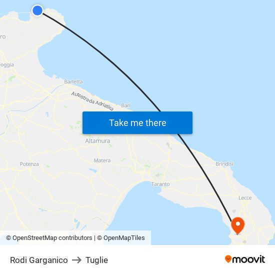 Rodi Garganico to Tuglie map