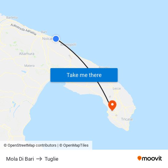 Mola Di Bari to Tuglie map
