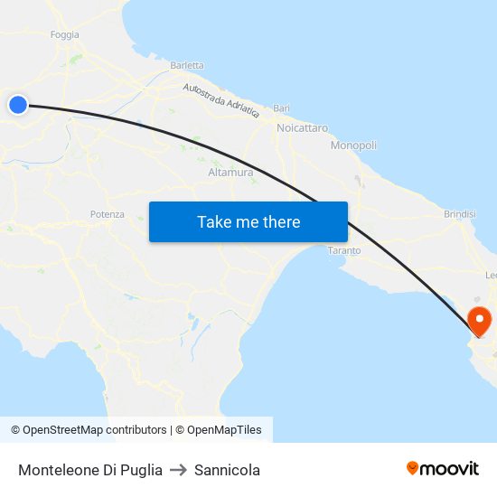 Monteleone Di Puglia to Sannicola map