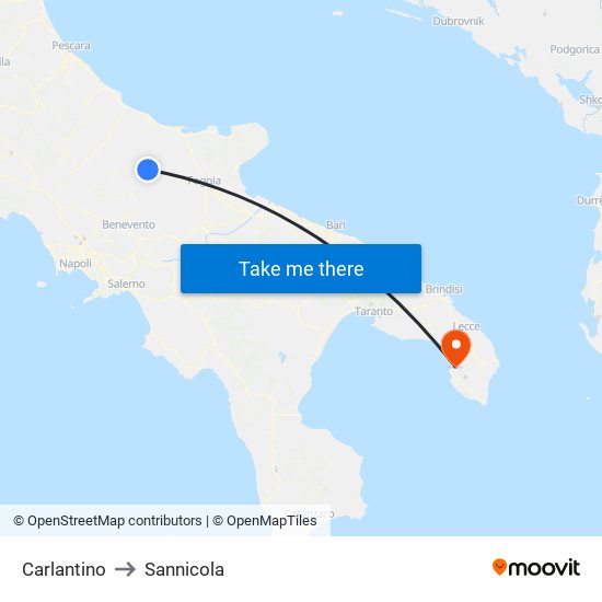 Carlantino to Sannicola map