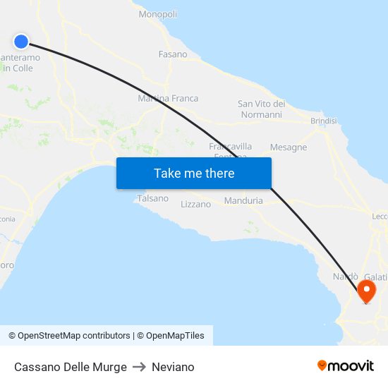 Cassano Delle Murge to Neviano map