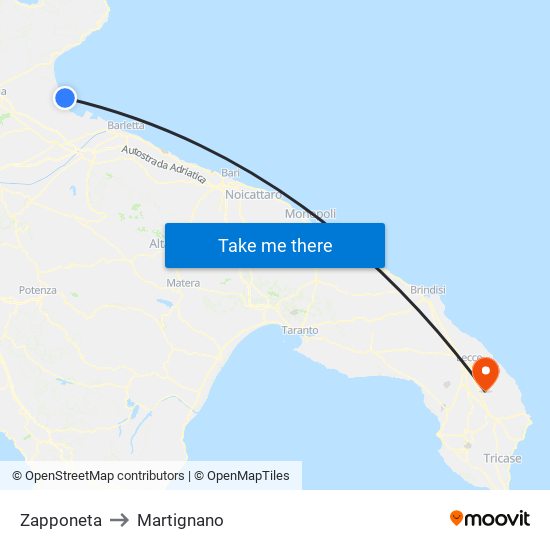 Zapponeta to Martignano map