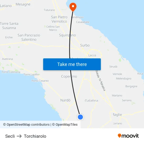 Seclì to Torchiarolo map