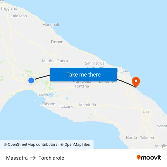 Massafra to Torchiarolo map